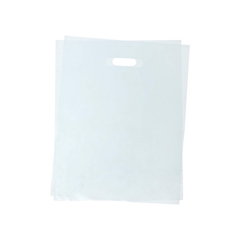 9 X 12 Pack of 100 Clear Merchandise Poly Bags With Die Cut Handle 1.25 Mil - Infinite Pack
