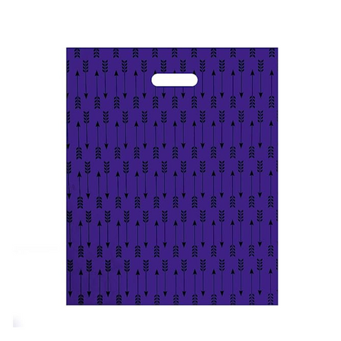 InfinitePack Large 9"x12"(100pcs) Black Arrows Printed on Purple Thank You Merchandise Bags , Die Cut Handles, Retail Shopping Bags for Boutique, Goodie Bags, Gift Bags Bulk, Favors, 1.25 Mil Reusable Plastic Bags - Infinite Pack