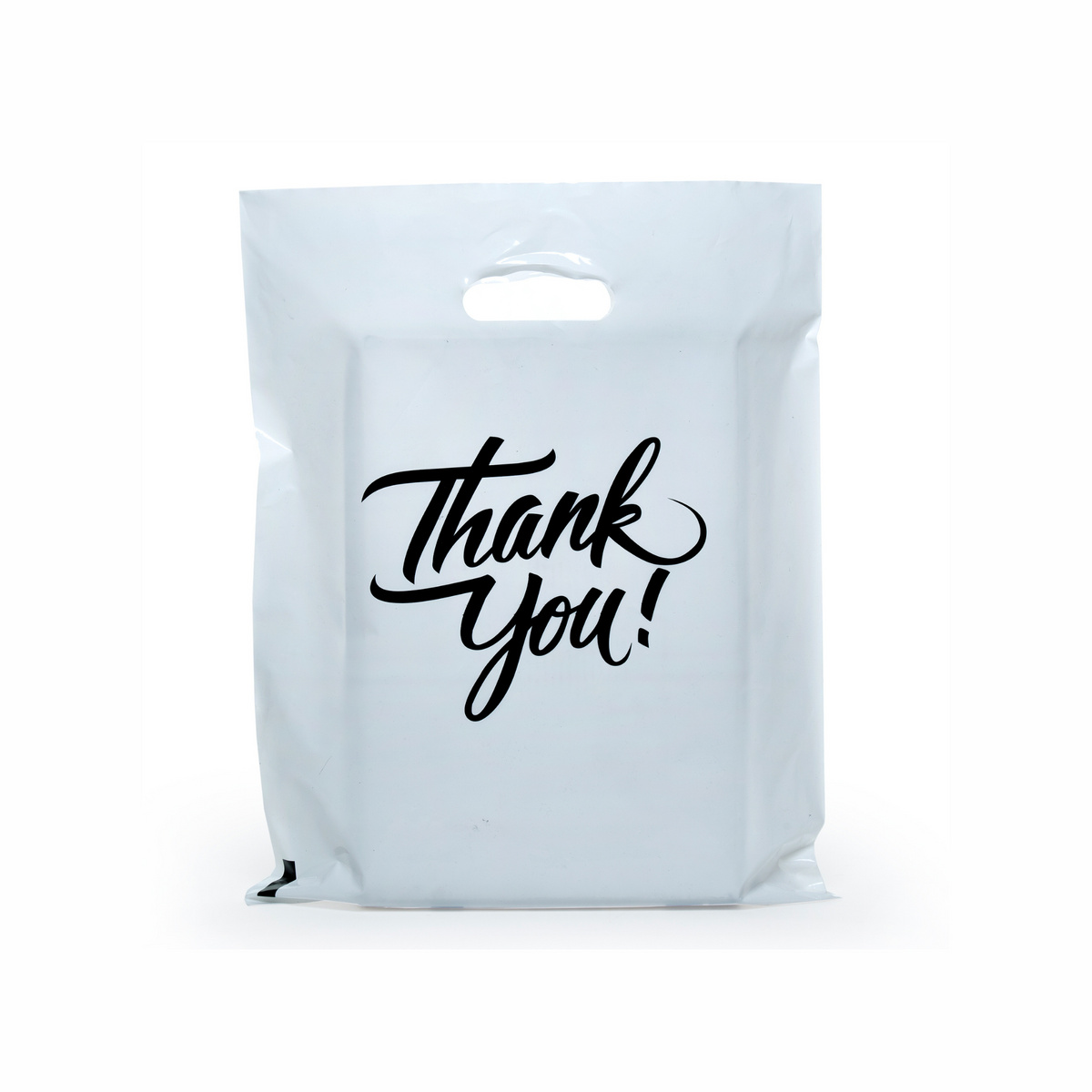 9 x 12 Thank You Bags Bulk (Pack of 100) with Die Cut Handles, Retail Thank You Shopping Poly Bags - Infinite Pack