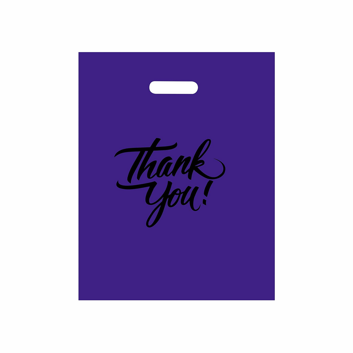 9 x 12 Thank You Bags Bulk (Pack of 100) with Die Cut Handles, Retail Thank You Shopping Poly Bags - Infinite Pack