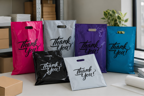 Plastic die cut handle bags wholesale supplier
