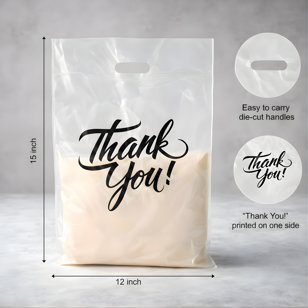 Clear Thank You Bags 12"x15" Perfect for Shopping Merchandise - Infinite Pack