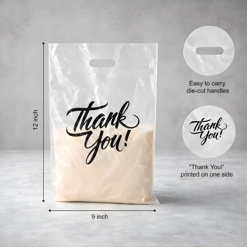 Clear Thank You Bags 9"x12" Perfect for Shopping Merchandise - Infinite Pack