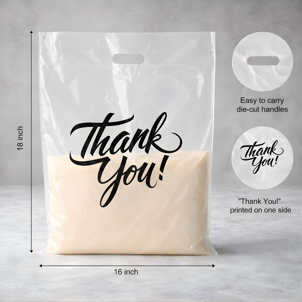 Clear Thank You Bags 6"x18" Perfect for Shopping Merchandise - Infinite Pack