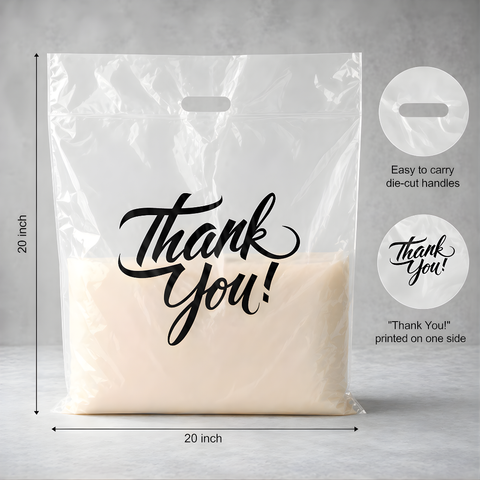 Clear Thank You Bags 20"x20" Perfect for Shopping Merchandise - Infinite Pack