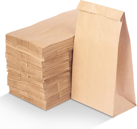 Brown Kraft Paper Bags 10Lb (6.5 x 4.15 x 13.3 In ) Large Heavy Duty Grocery Bags | Lunch Bread Sandwich Bags