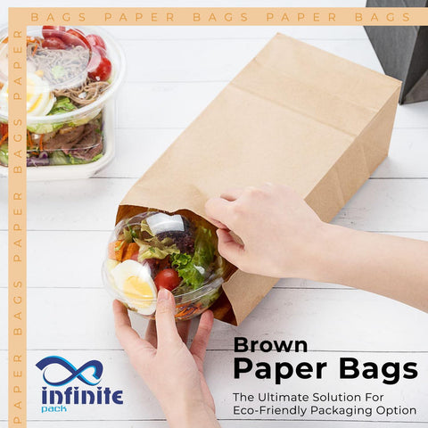 Big Brown Paper Bags 6Lb (6.5 x 4.15 x 13.3) Large Bags | Lunch Snack Bags