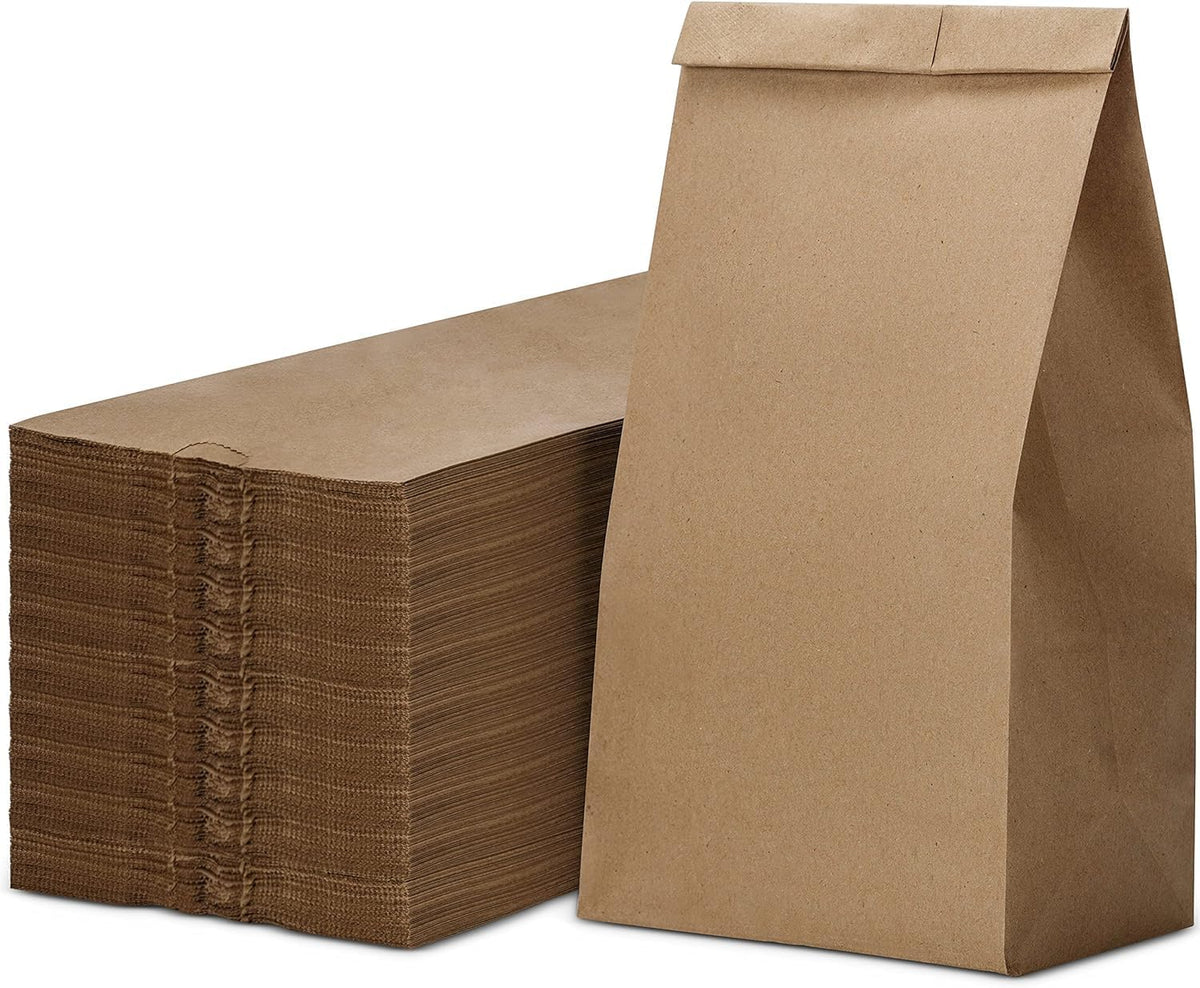 Brown Kraft Paper Bags 10Lb (6.5 x 4.15 x 13.3 In ) Large Heavy Duty Grocery Bags | Lunch Bread Sandwich Bags