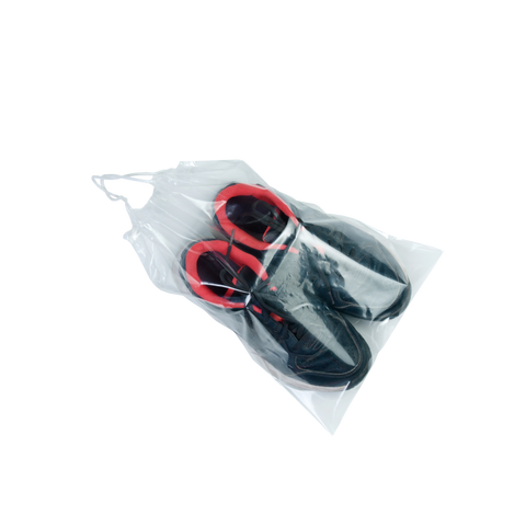 10x14 Clear Shoe Bag With Cotton Drawstring for Packing, Men & Women Pack of 100 - Infinite Pack