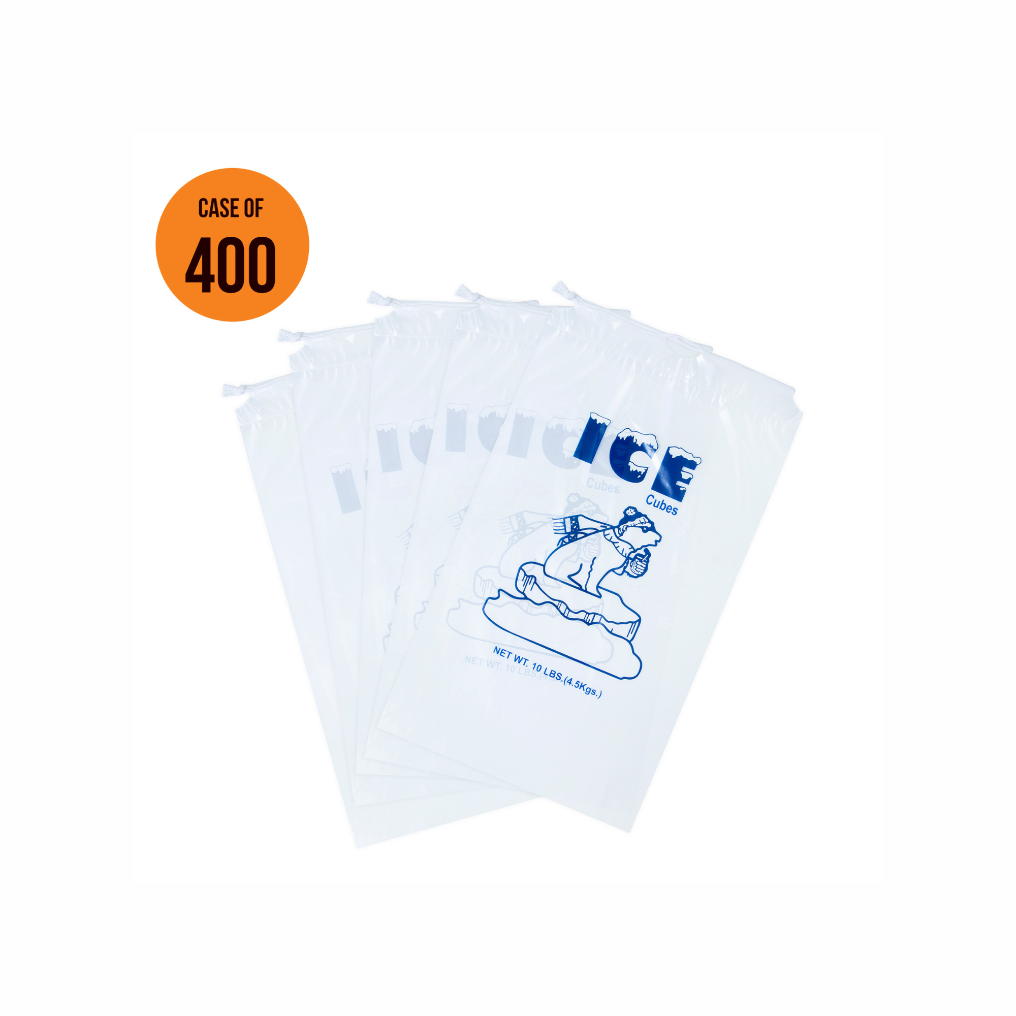 10 Lbs Pack of 400 Ice Bags With Cotton Drawstring - Ice Cube Bags - Infinite Pack