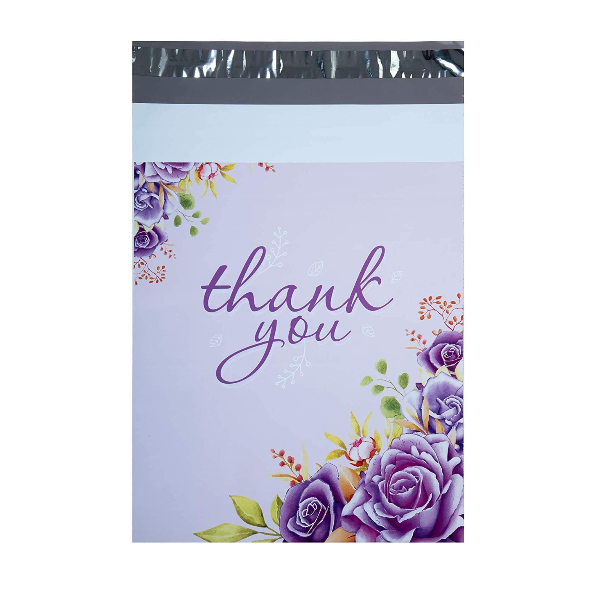 10 X 13 Pack of 100 Self Adhesive Flower Printed Thank You Poly Mailer Shipping Bags 2.25 Mil - Infinite Pack