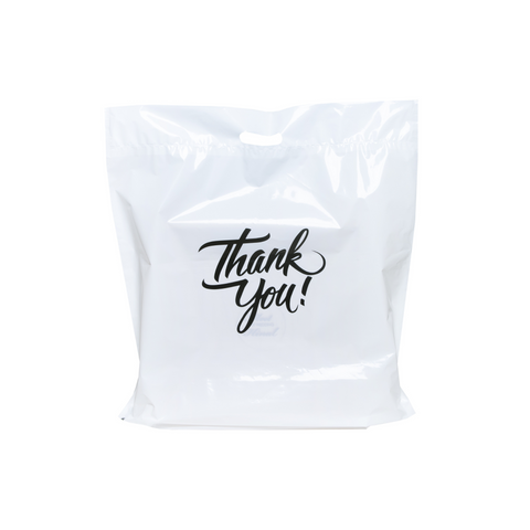 20 X 20 Thank You Plastic Bags, Printed Plastic Merchandise Bags 2 Mil With Die Cut Handle, Pack of 100 - Infinite Pack