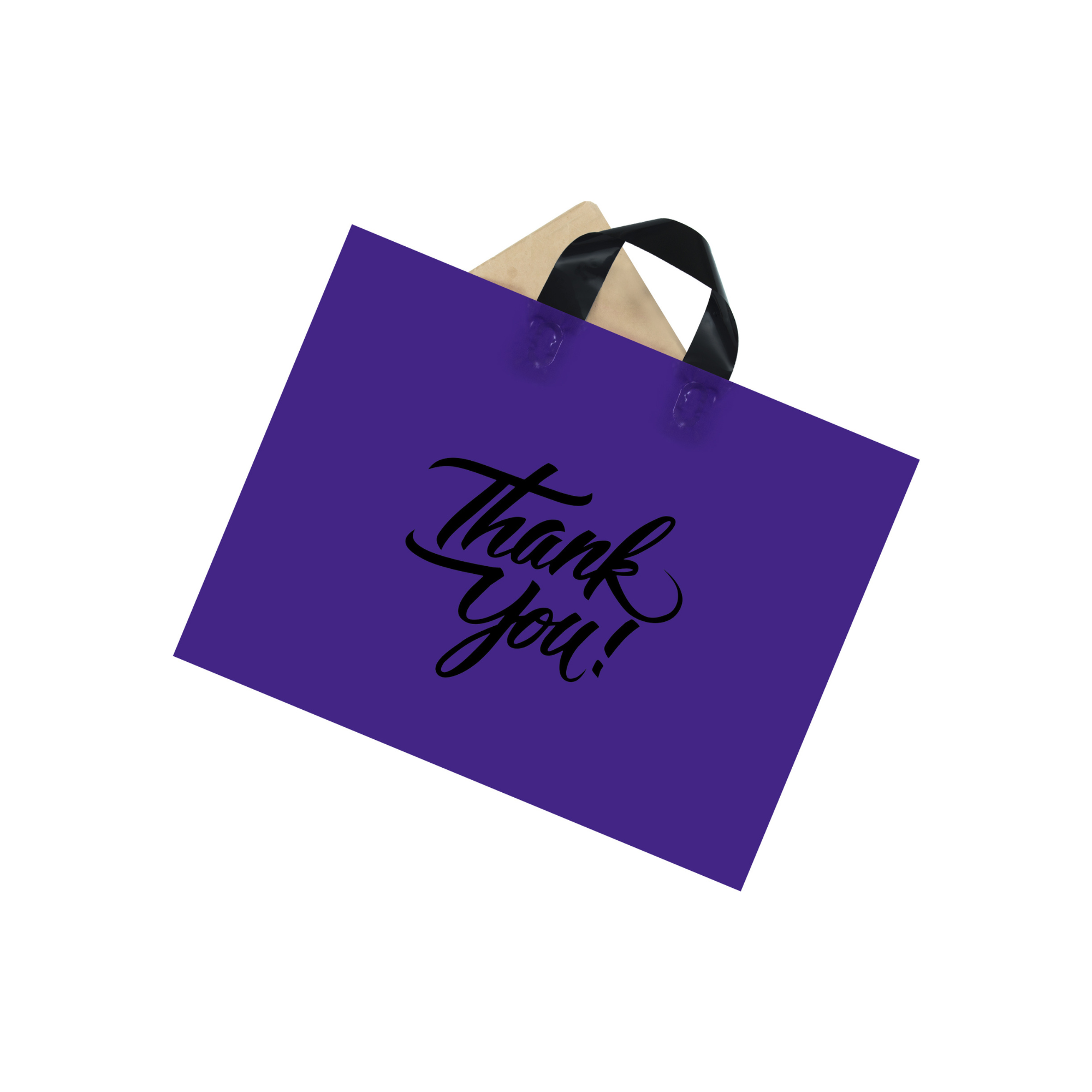 Purple Q Crafts Polka Dot Thank You Bags - 50 Pack 15x12 Inch Frosted Shopping Bags
