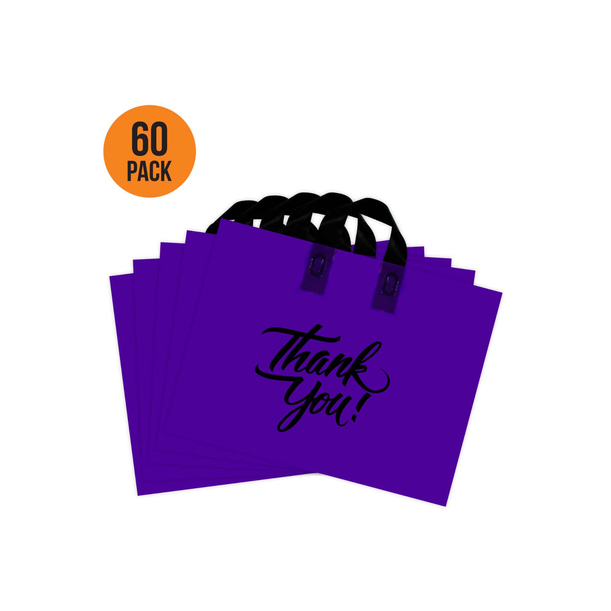 16 x 12.5, 2.35 Mil Thank You Shopping Bag with Loop Handles and 5" Bottom Gusset Shopping Bag Pack of 60 - Infinite Pack