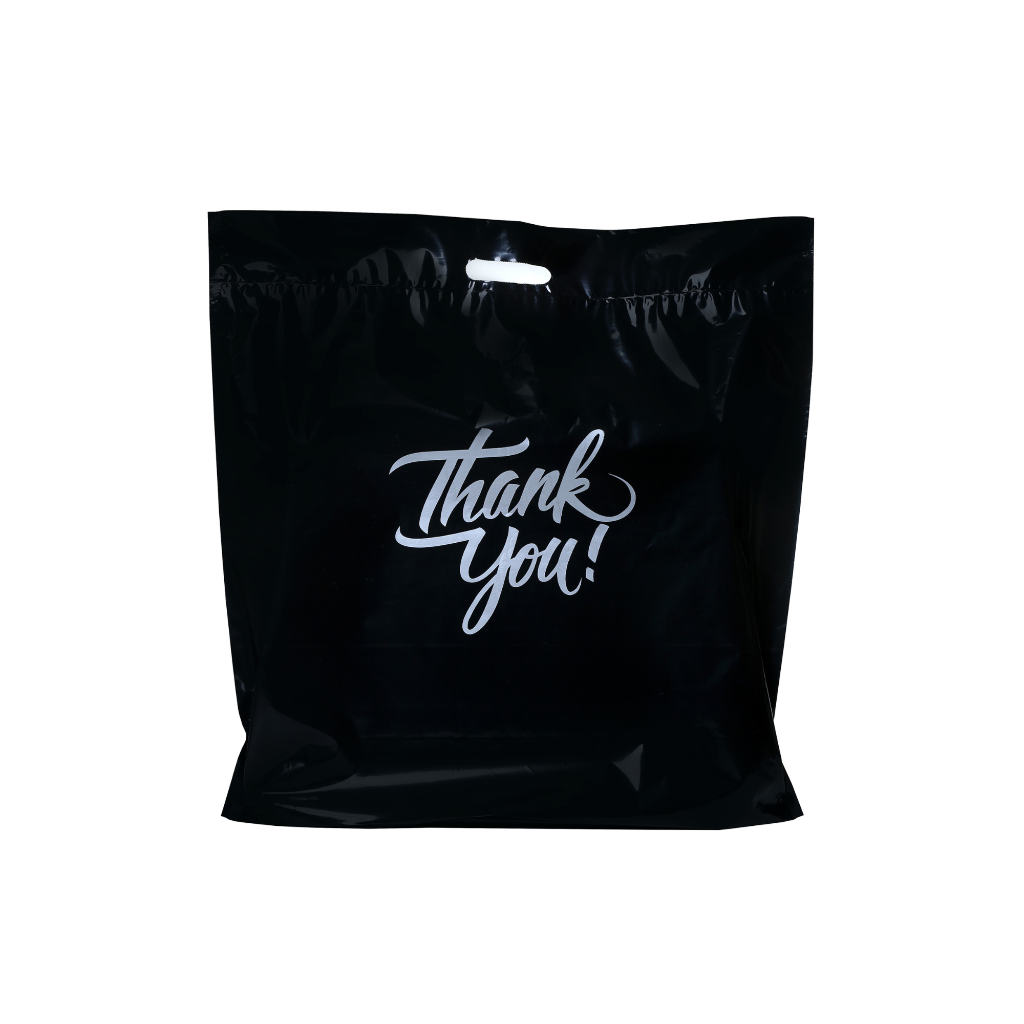 20 X 20 Thank You Plastic Bags, Printed Plastic Merchandise Bags 2 Mil With Die Cut Handle, Pack of 100 - Infinite Pack
