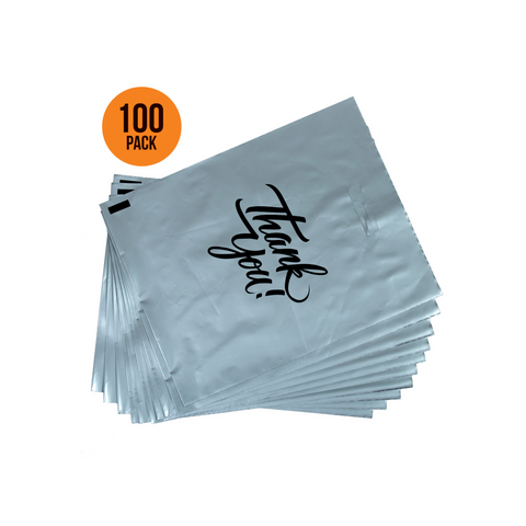 16 x 18 Pack of 100 Thank You Printed Merchandise Bags 1.75 Mil With Die Cut Handle - Infinite Pack