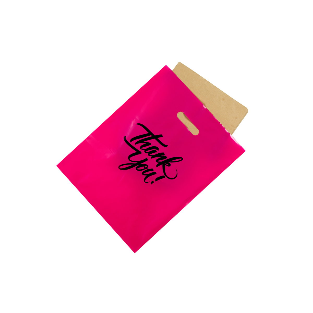 12x 15 Pack of 100 Thank You Printed Merchandise Bags 2.35 Mil With Die Cut Handle - Infinite Pack
