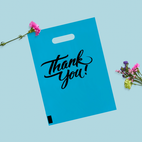 9 x 12 Thank You Plastic Bags with Die Cut Handles, Retail Shopping Poly Bags - Infinite Pack