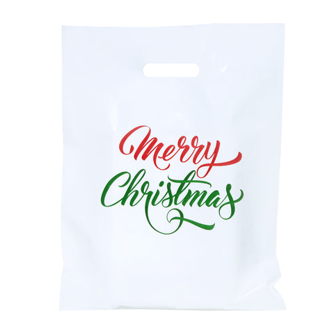 12 x15 white merry christmas printed gift bag