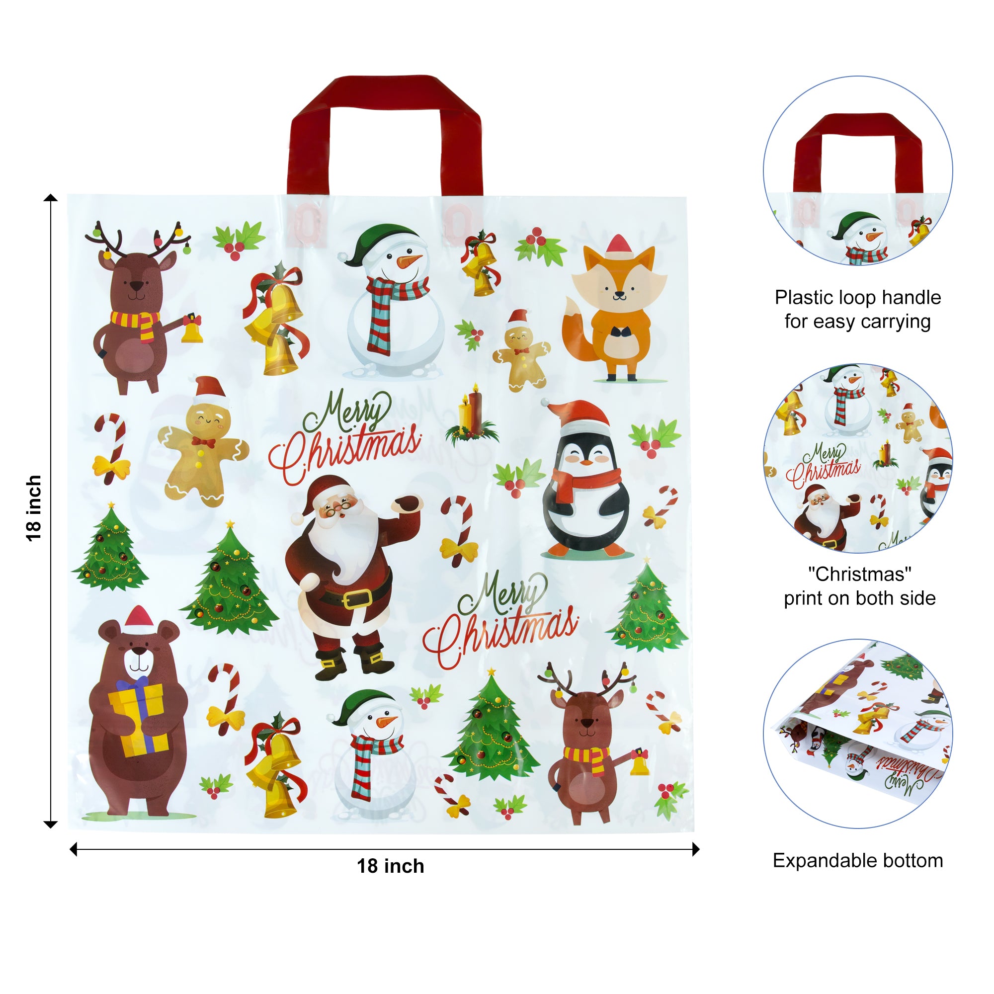18 x 18 merry christmas printed bag with size