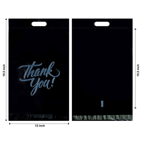 12 x 15.5 black thank you poly mailer