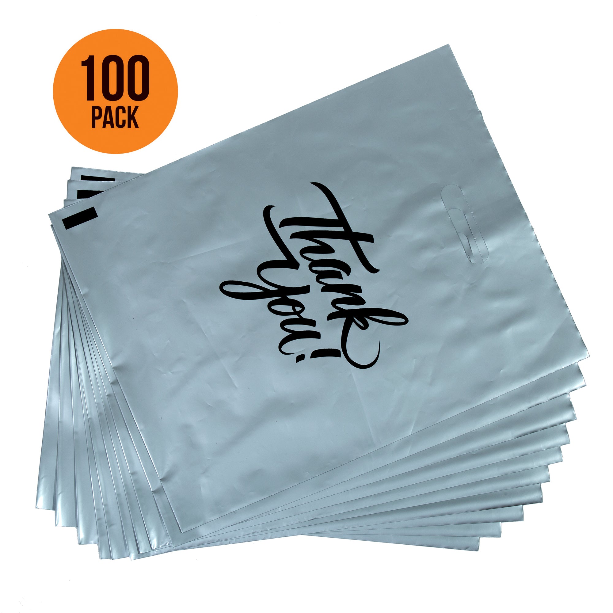 12 x 15 pack of 100 white thank you bags