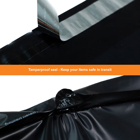 12 x 15.5 black thank you bag with tamperproof seal