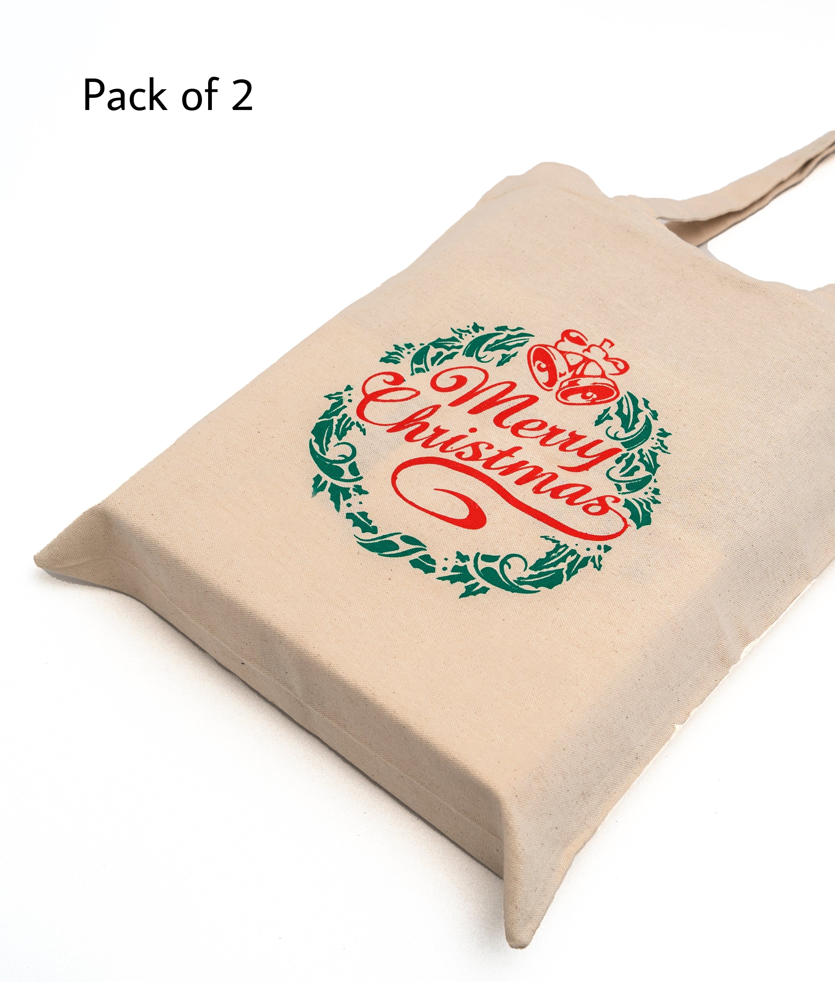 christmas cotton tote bags with long handle