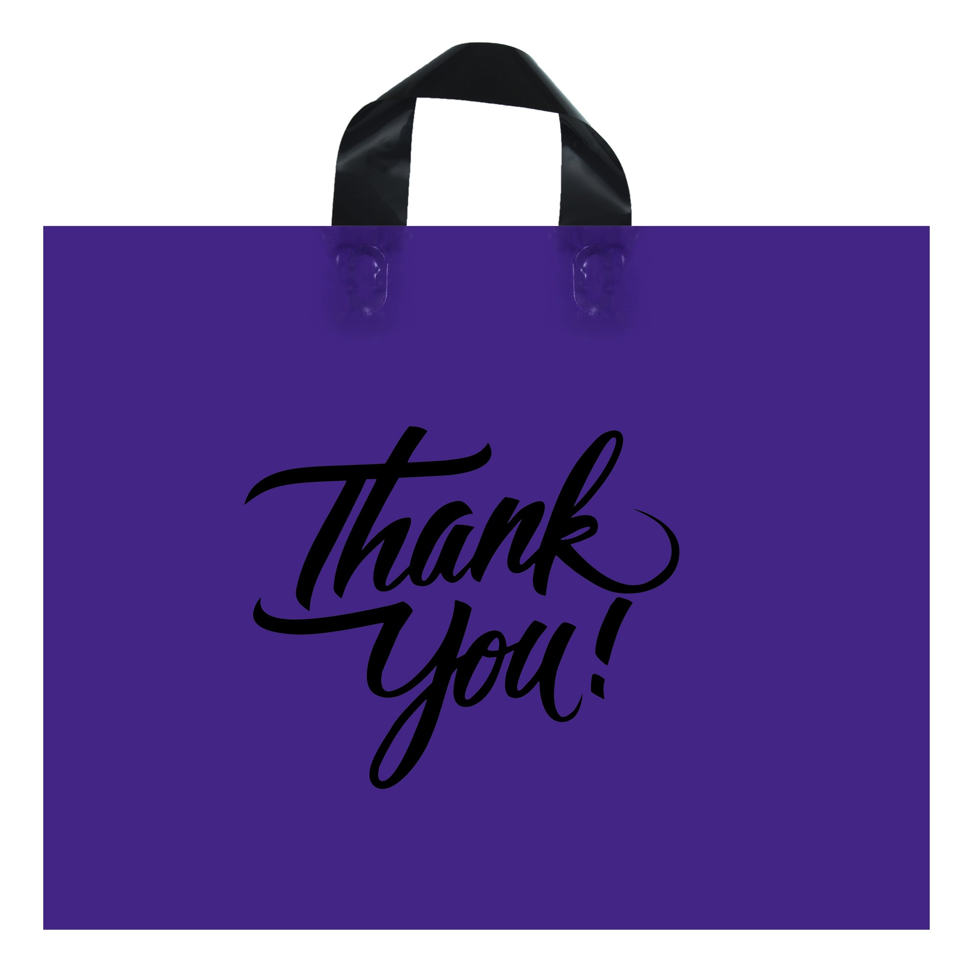 20 x 15 purple thank you bag with loop handle