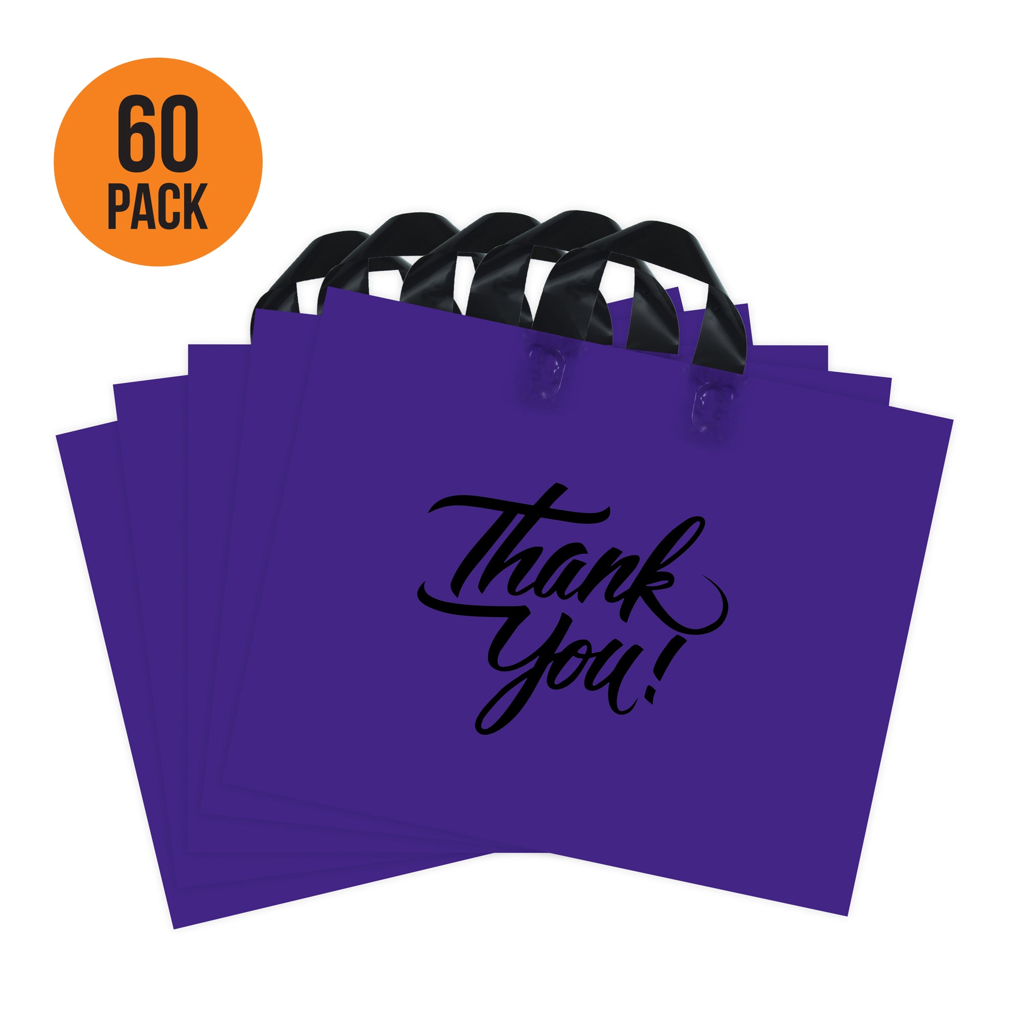 purple thank you bag with loop handle pack of 60