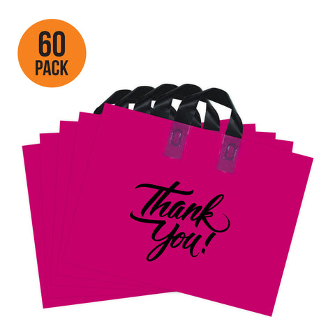 Printed Plastic Bag Loop Handles 16x12.5 Bags 2.35 Mil with 5" Bottom Gusset Shopping Bag Pack of 60 - Infinite Pack