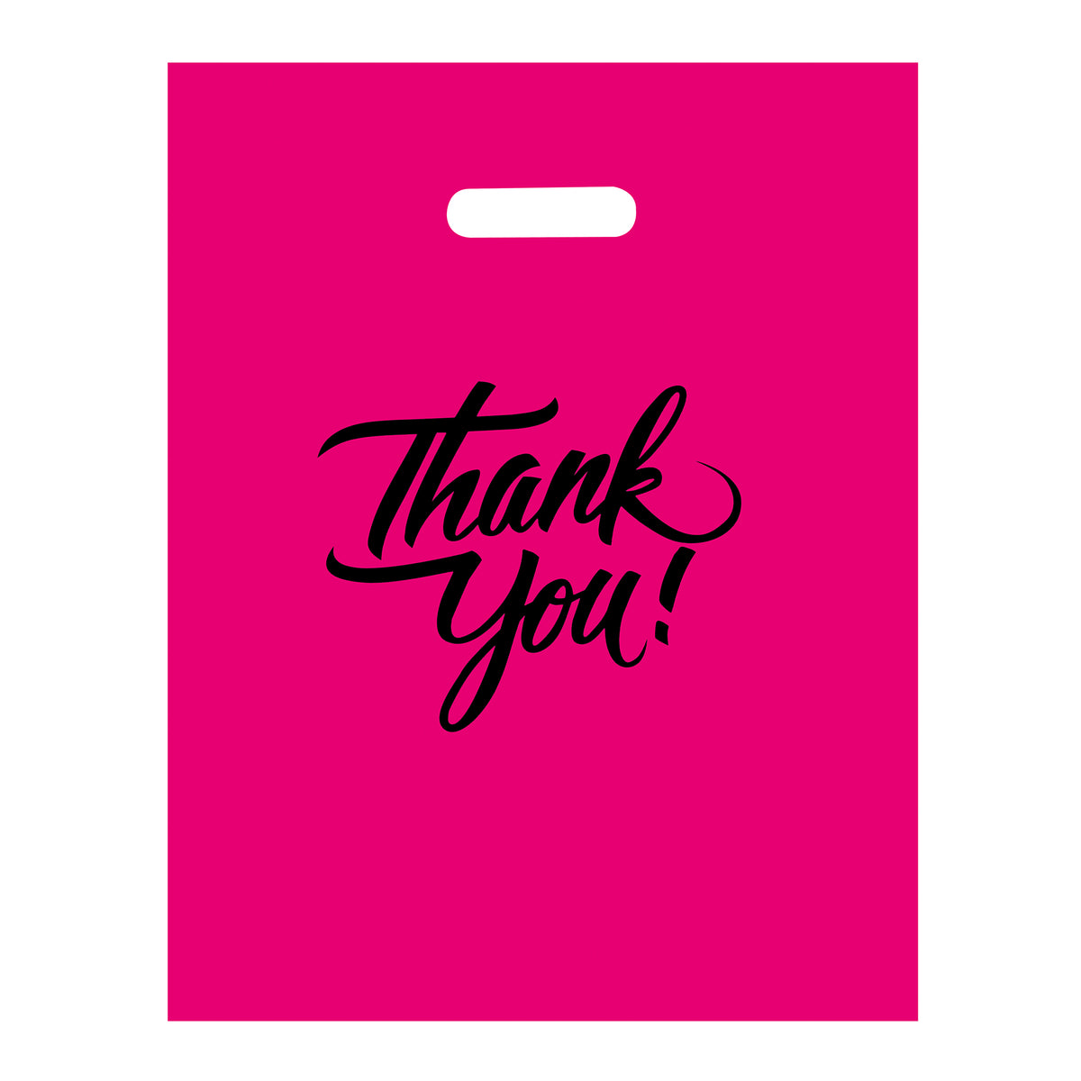 pink thank you bag with die cut handle