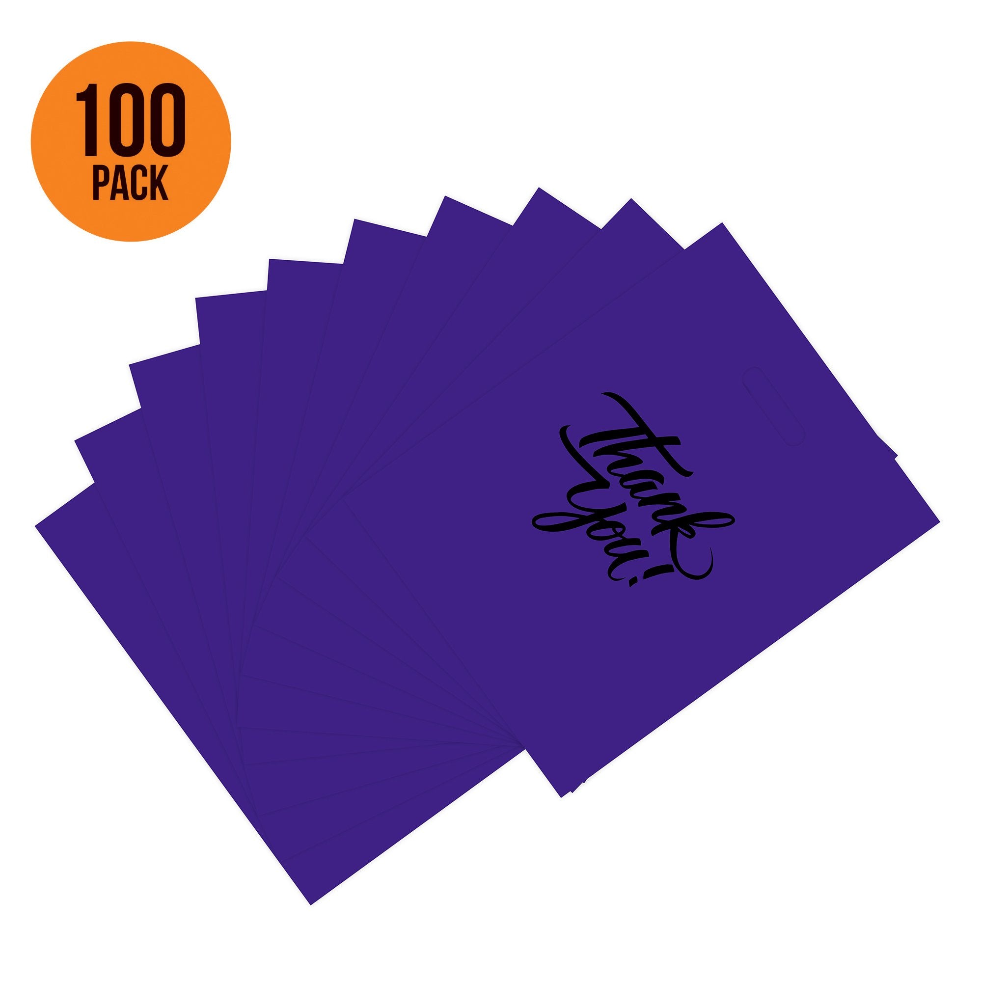 20 x 20 purple thank you bags pack of 100