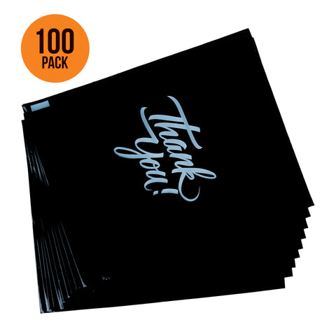 black thank you bag pack of 100
