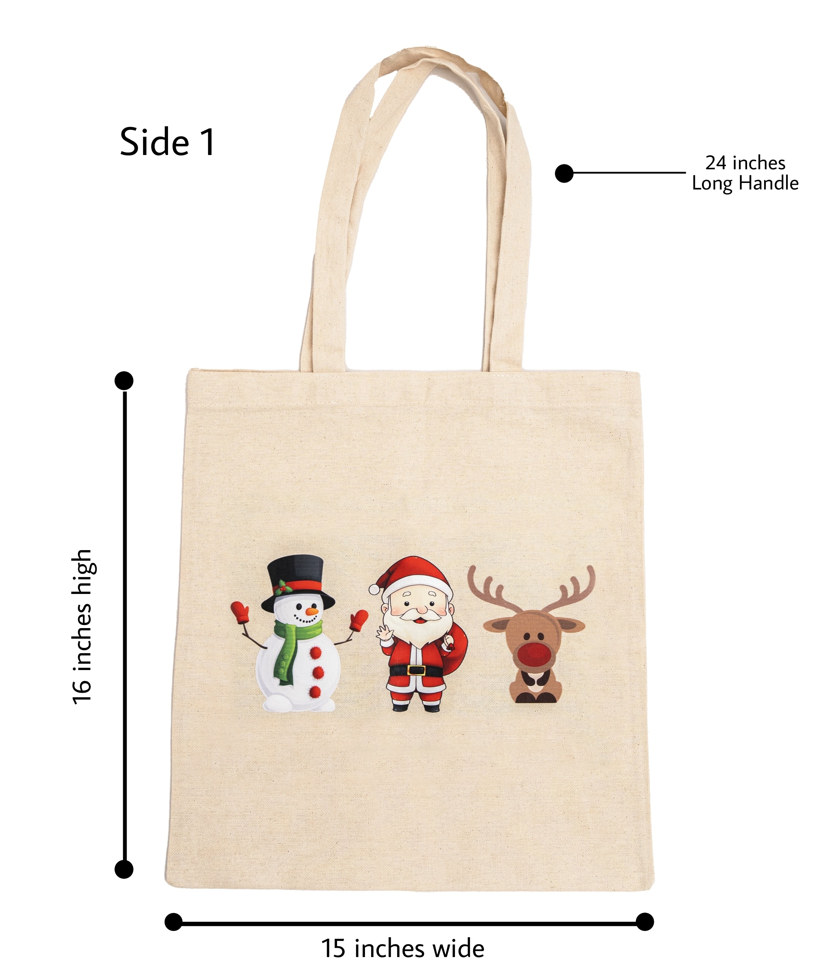 Personalized Christmas Canvas Tote Bags w/Name for Kids - 5 Design 8 Font -  Customized Noel Toddler Totes Bag Gift - Custom Snowman Noel Tree Train