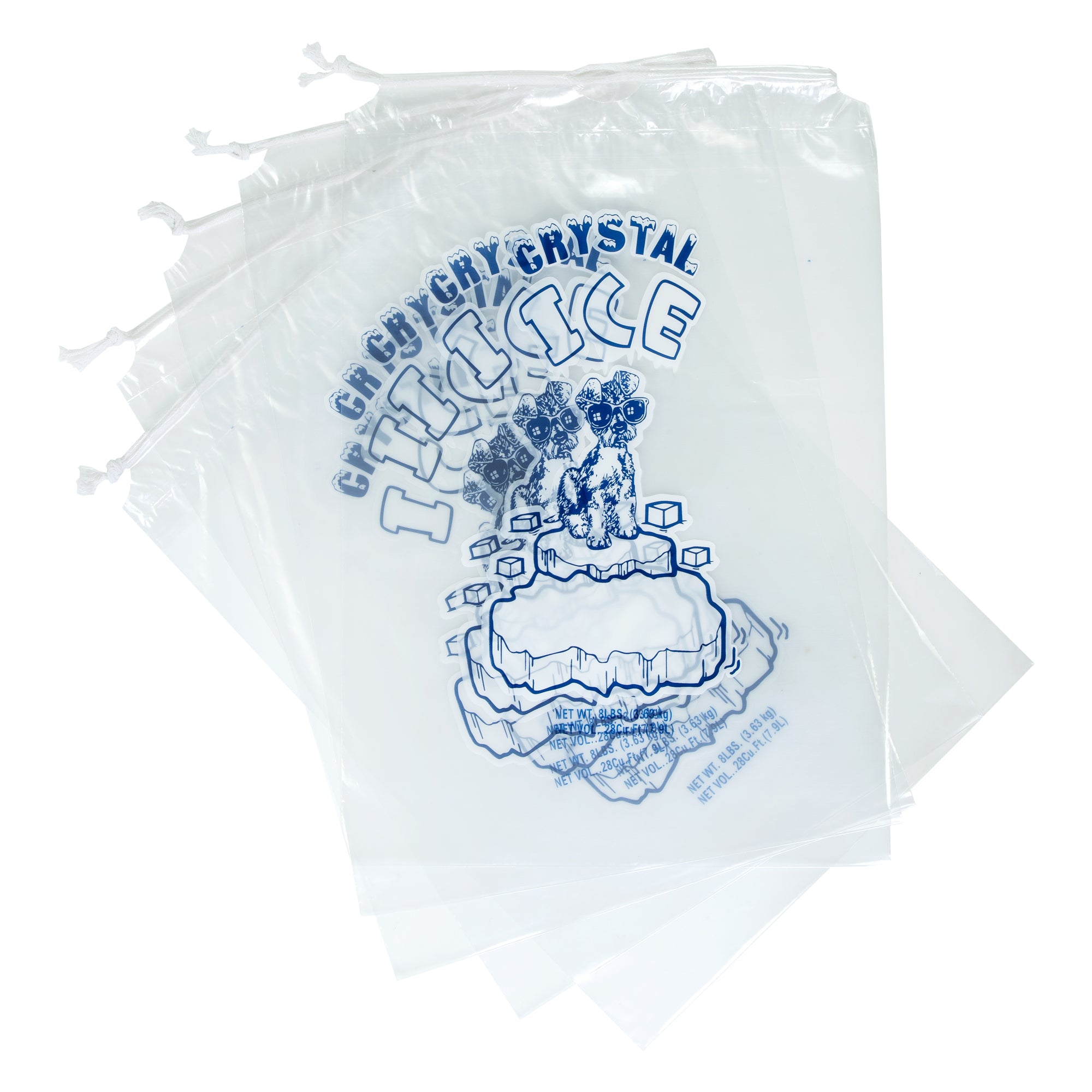 8 lb ice bag with cotton drawstring in bulk