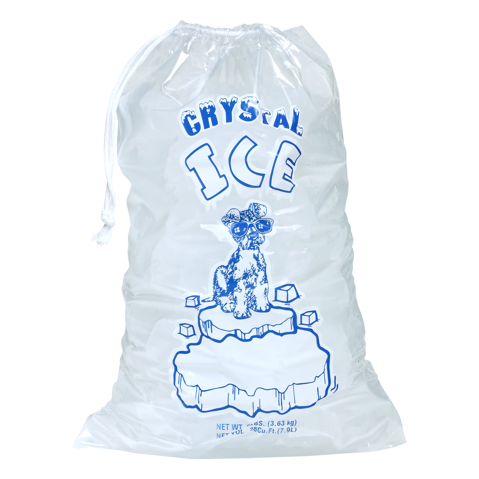 8 lbs crystal ice bag with cotton drawstring 