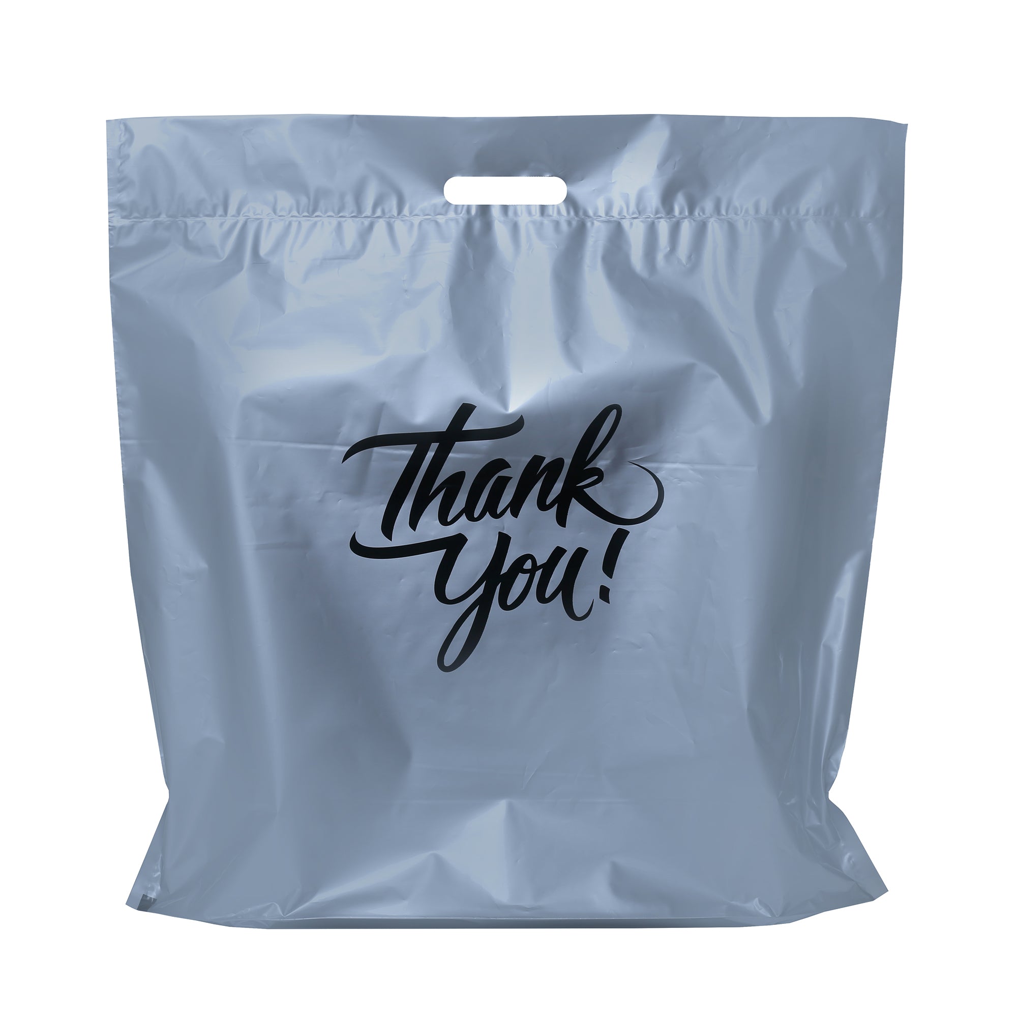 20x20 Plastic Bags - 100 Pack of Thank You Printed Merchandise Bags 2 Mil | Infinitepack Silver
