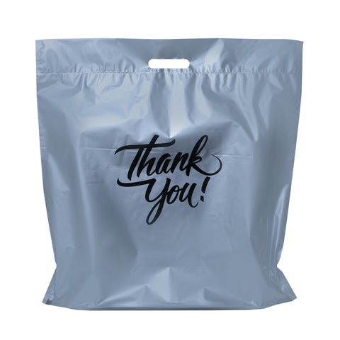 20 X 20 Pack of 100 Thank You Printed Merchandise Bags 2 Mil With Die Cut Handle - Infinite Pack
