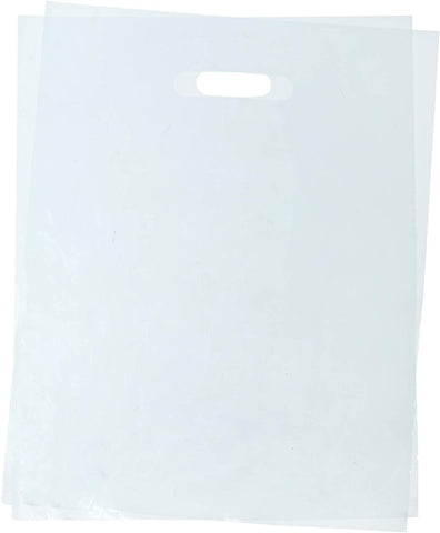 InfinitePack Clear Bags 9x12 - Merchandise Bags with Die Cut Handle & No Gusset - 1.25 Mil Reusable Plastic Bag for Clothing, Shopping, Tradeshow, Retails - LDPE Clear Handle Bag - Pack of 100 Polybag - Infinite Pack