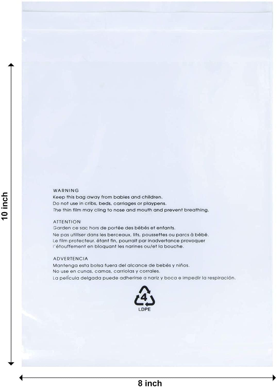 industrial clear plastic bag with suffocation warning printed