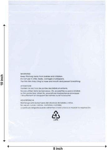 industrial clear plastic bag with suffocation warning printed