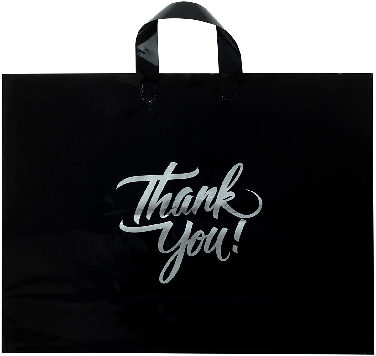blacck thank you bag with loop handle 