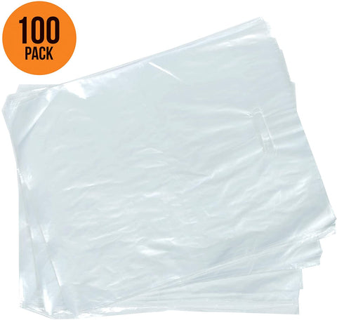 InfinitePack Clear Bags 9x12 - Merchandise Bags with Die Cut Handle & No Gusset - 1.25 Mil Reusable Plastic Bag for Clothing, Shopping, Tradeshow, Retails - LDPE Clear Handle Bag - Pack of 100 Polybag - Infinite Pack