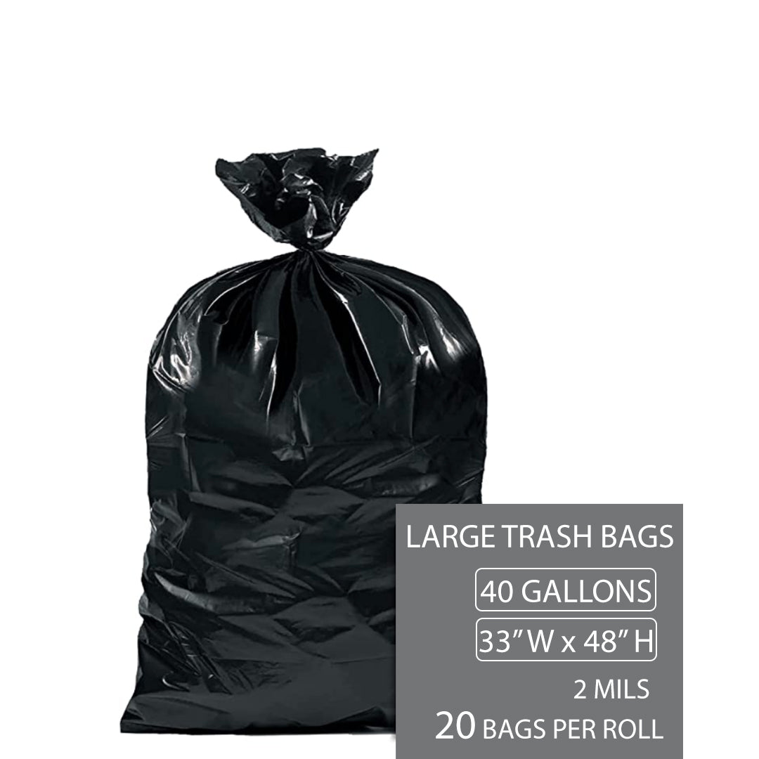 Infinite Pack Contractor Trash Bags 40 Gallon (20 Bags) Black 40 Gallon  Trash Bags Heavy Duty, Garbage Bags/Construction Bags (2 mil) (40 Gallon -  45
