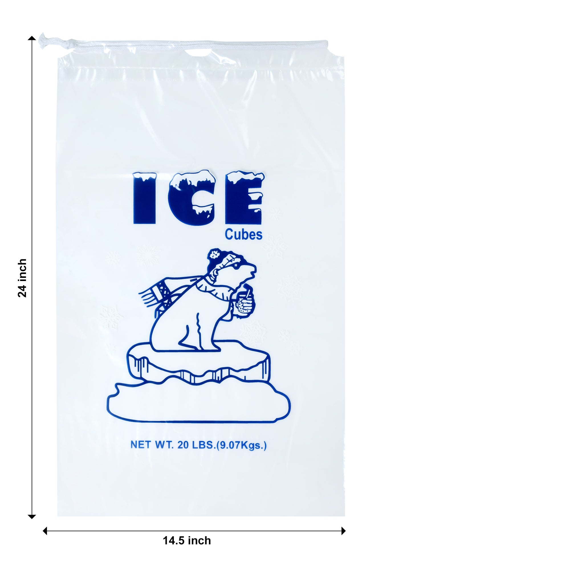 20 lb Plastic Ice Bags on Wicket  PURE ICE Polar Bear