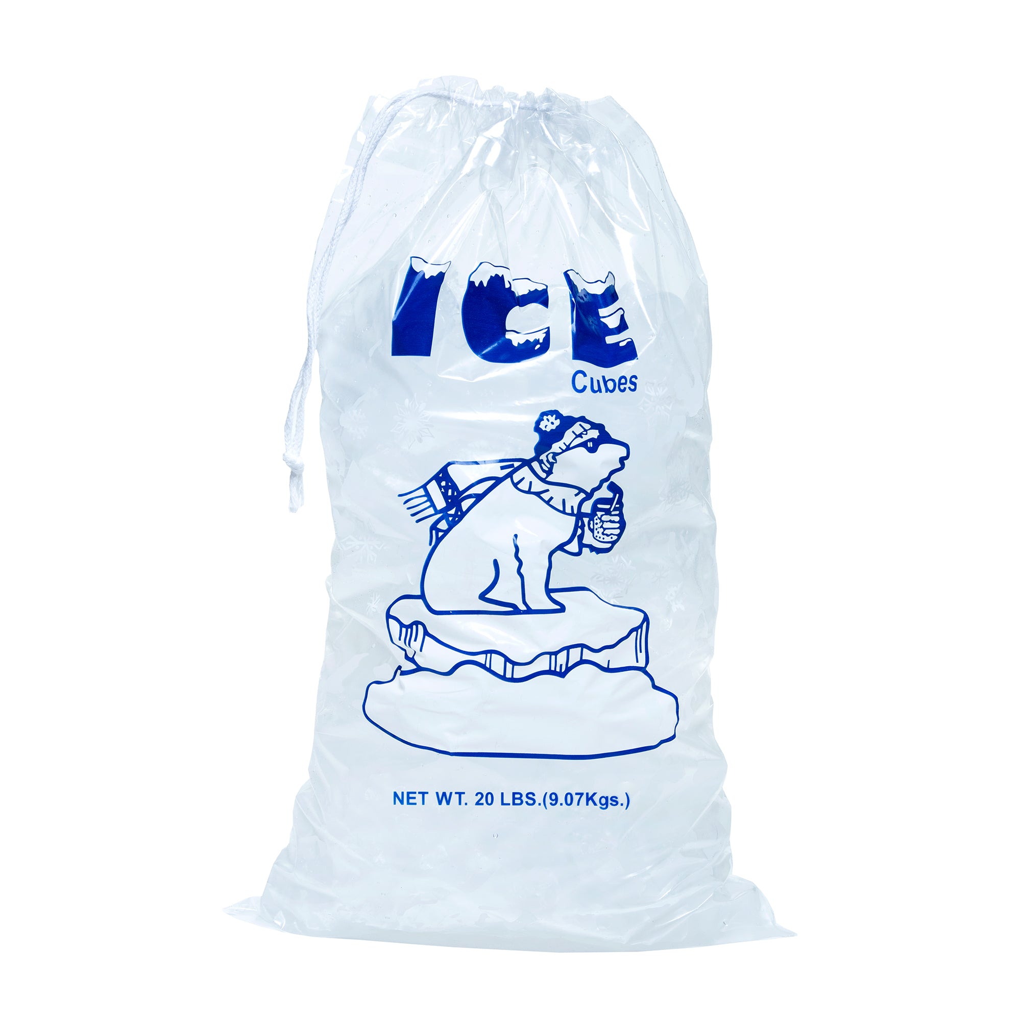 20 lbs ice bag with cotton drawstring